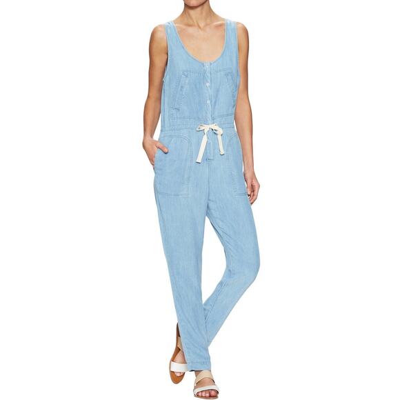 L'Agence Chambray Sleeveless Drawstring Jumpsuit - Picture 1 of 13